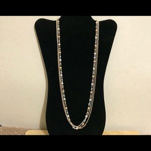 Gold & Silver, Three-strand 32” Necklace (w/ ext)